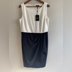 DKNY White Over Black Sleeveless Dress DD9B1158 Size 12